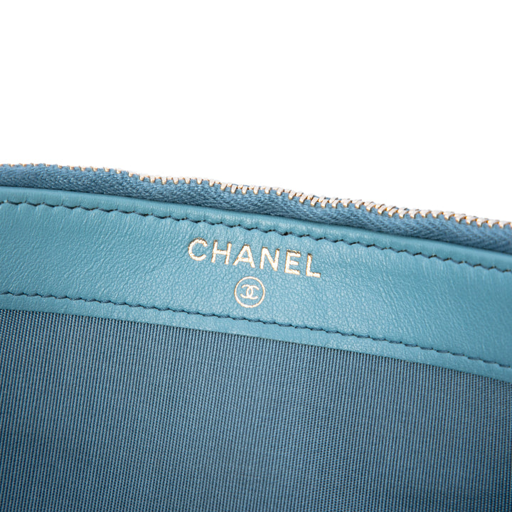 Chanel Raffia Deauville Double Zip Pochette avec chaîne
