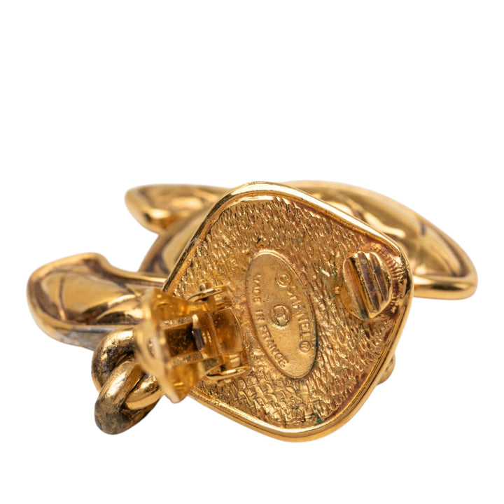 Chanel CC plaqué Matelassé pendantes À clip Boucles d'oreilles Métal