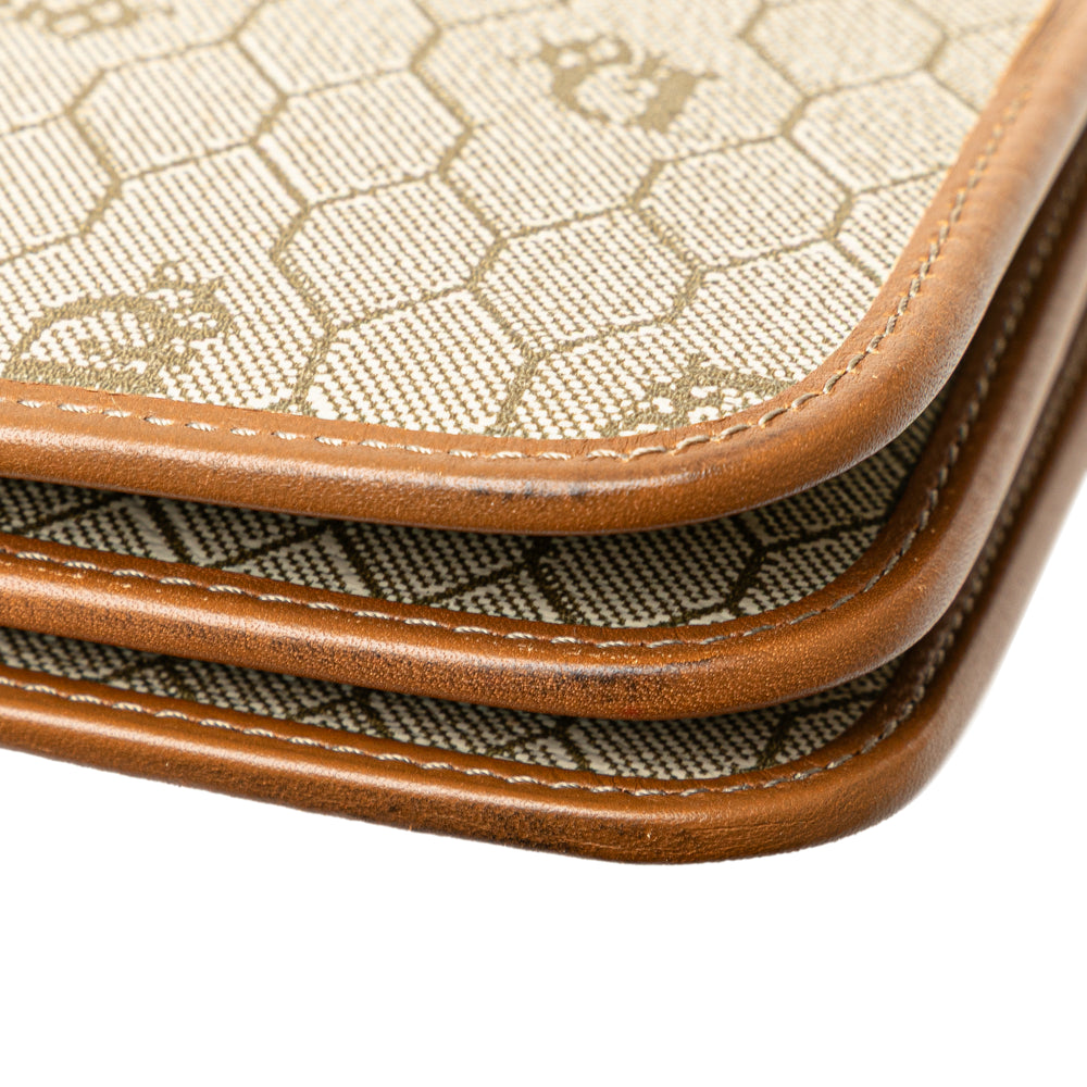 Honeycomb Coated Canvas Chain Shoulder Bag Brown - Gaby Paris