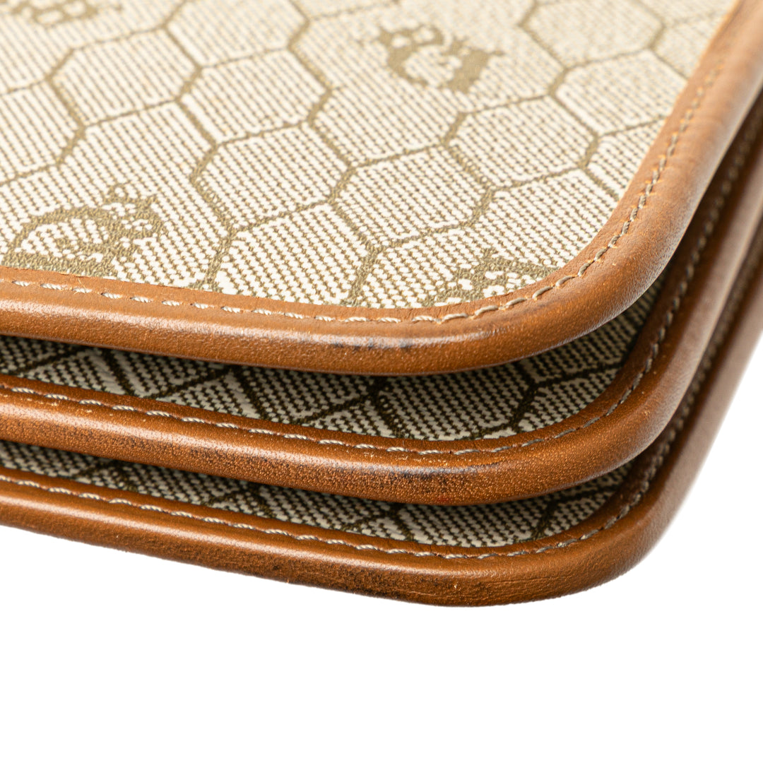 Honeycomb Coated Canvas Chain Shoulder Bag Brown - Gaby Paris