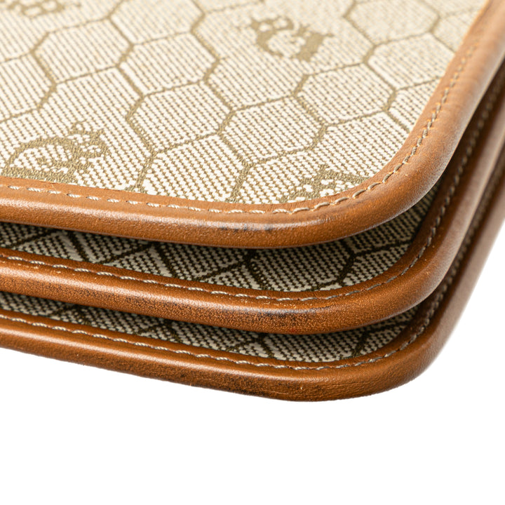 Honeycomb Coated Canvas Chain Shoulder Bag Brown - Gaby Paris