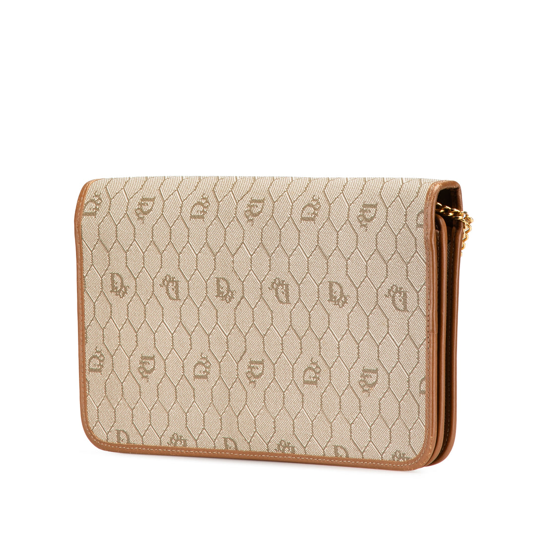 Honeycomb Coated Canvas Chain Shoulder Bag Brown - Gaby Paris
