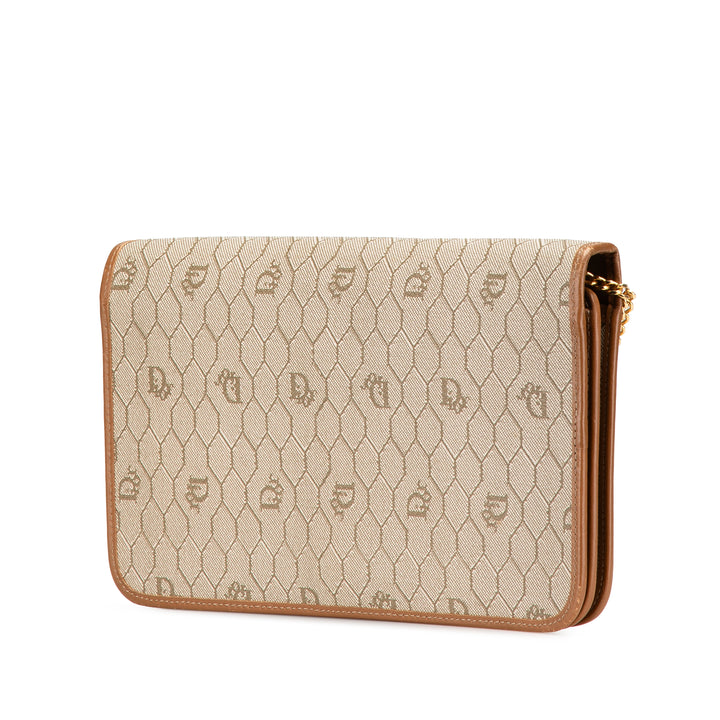 Honeycomb Coated Canvas Chain Shoulder Bag Brown - Gaby Paris
