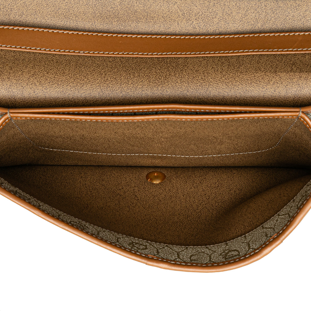 Honeycomb Coated Canvas Chain Shoulder Bag Brown - Gaby Paris