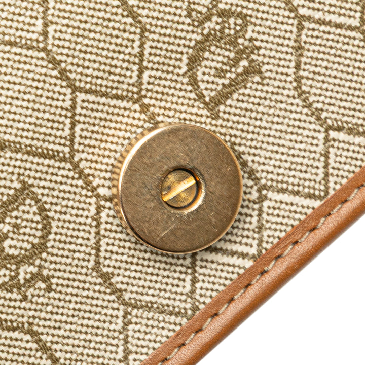 Honeycomb Coated Canvas Chain Shoulder Bag Brown - Gaby Paris