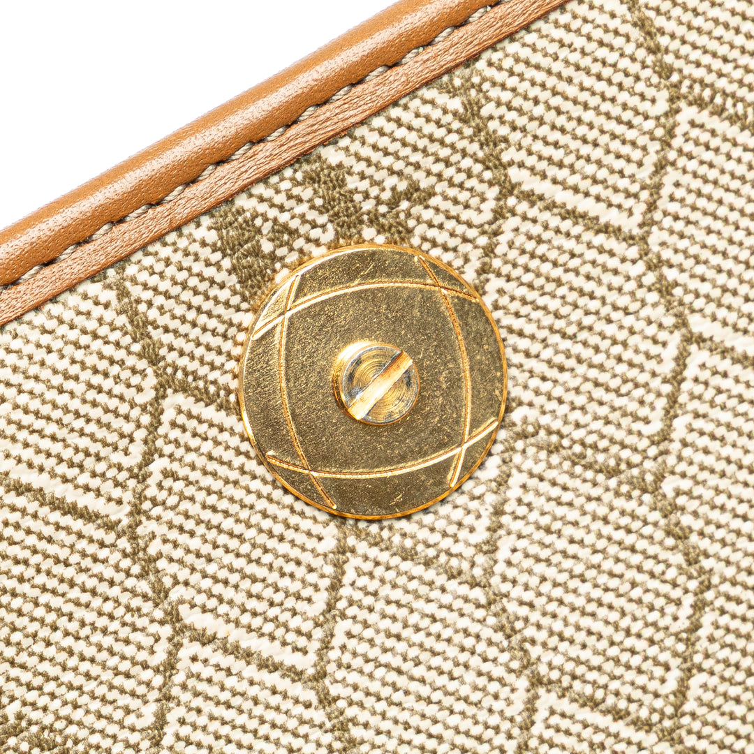 Honeycomb Coated Canvas Chain Shoulder Bag Brown - Gaby Paris