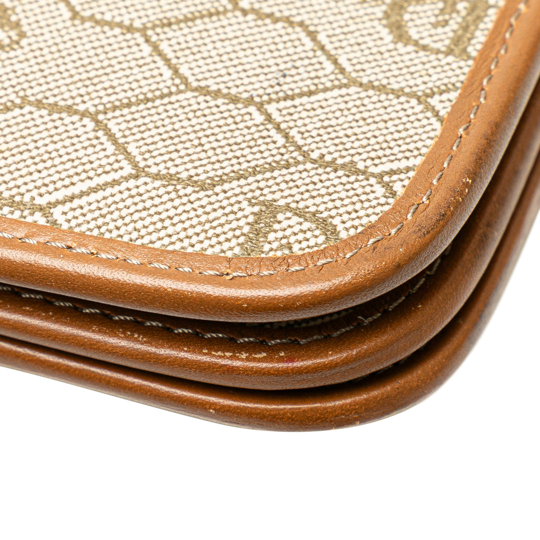 Honeycomb Coated Canvas Chain Shoulder Bag Brown - Gaby Paris