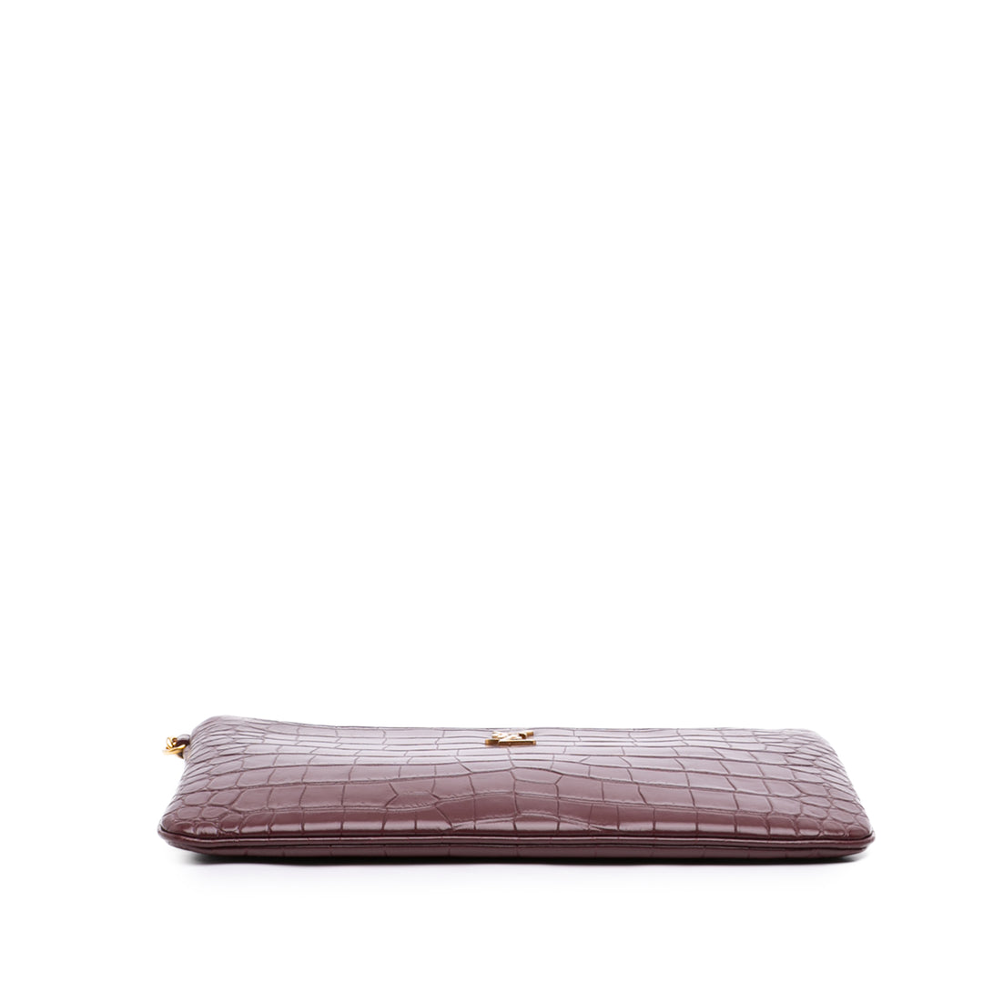 Saint Laurent Croc embossé Cuir de veau Monogram Tablet Pochette