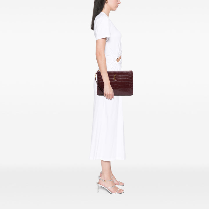 Saint Laurent Croc embossé Cuir de veau Monogram Tablet Pochette
