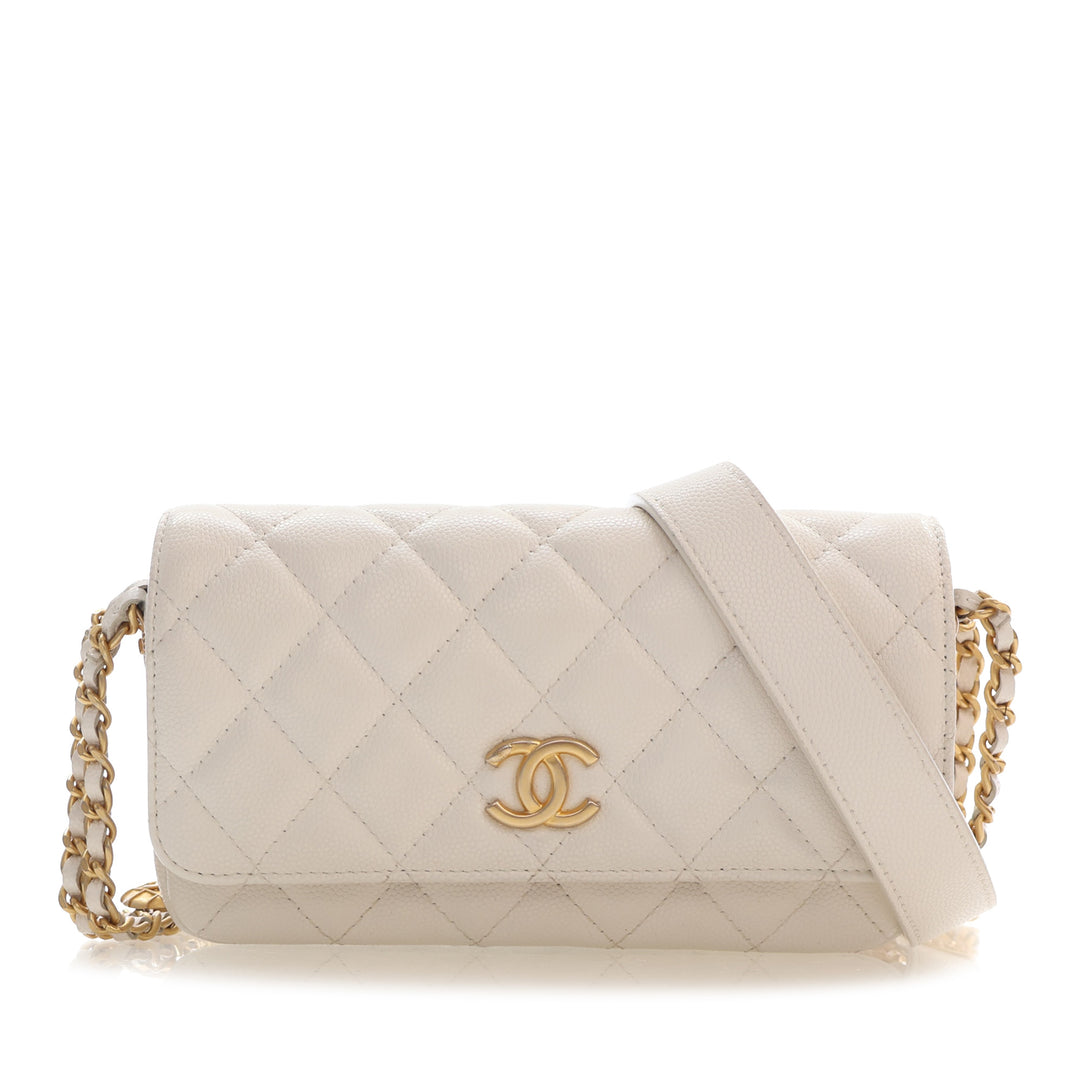 Chanel Small CC Matelassé Caviar Twist Your Buttons à rabat