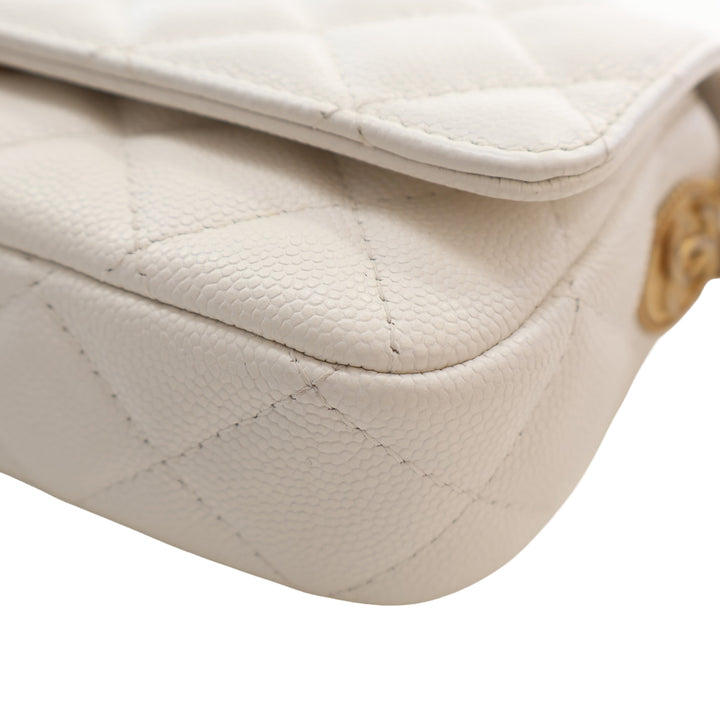 Chanel Small CC Matelassé Caviar Twist Your Buttons à rabat