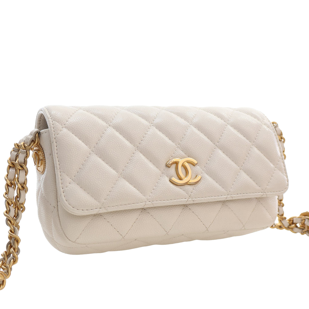 Chanel Small CC Matelassé Caviar Twist Your Buttons à rabat