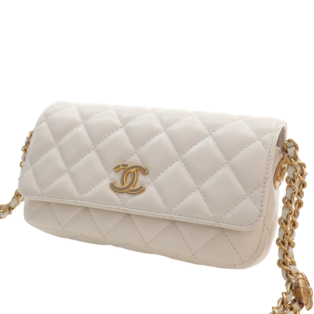 Chanel Small CC Matelassé Caviar Twist Your Buttons à rabat