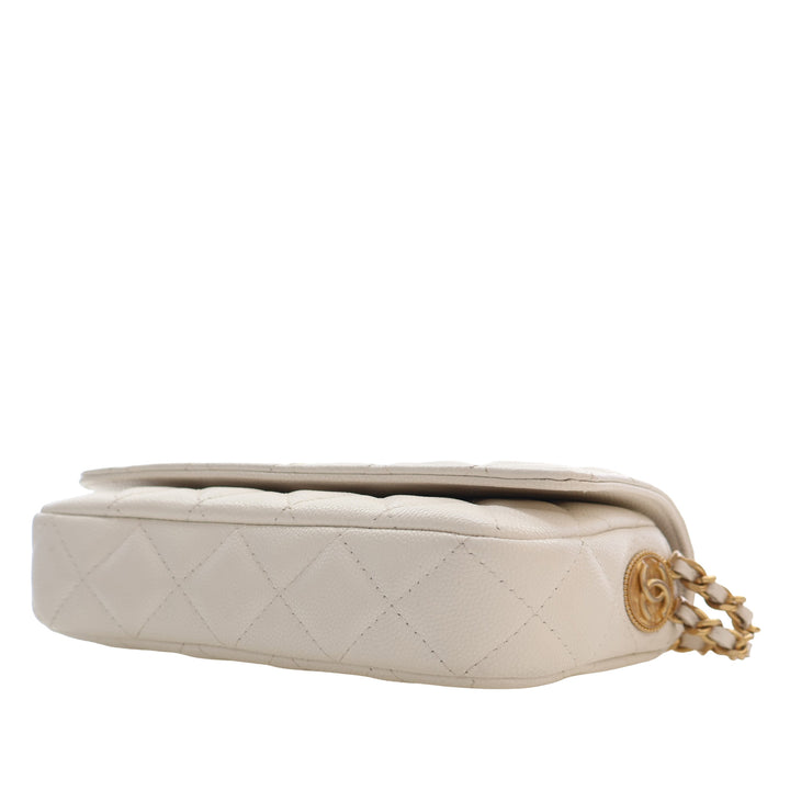 Chanel Small CC Matelassé Caviar Twist Your Buttons à rabat
