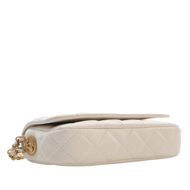 Chanel Small CC Matelassé Caviar Twist Your Buttons à rabat