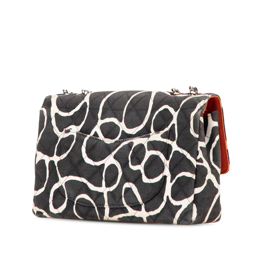 Medium CC Quilted Printed Canvas Single Flap Black - Gaby Paris