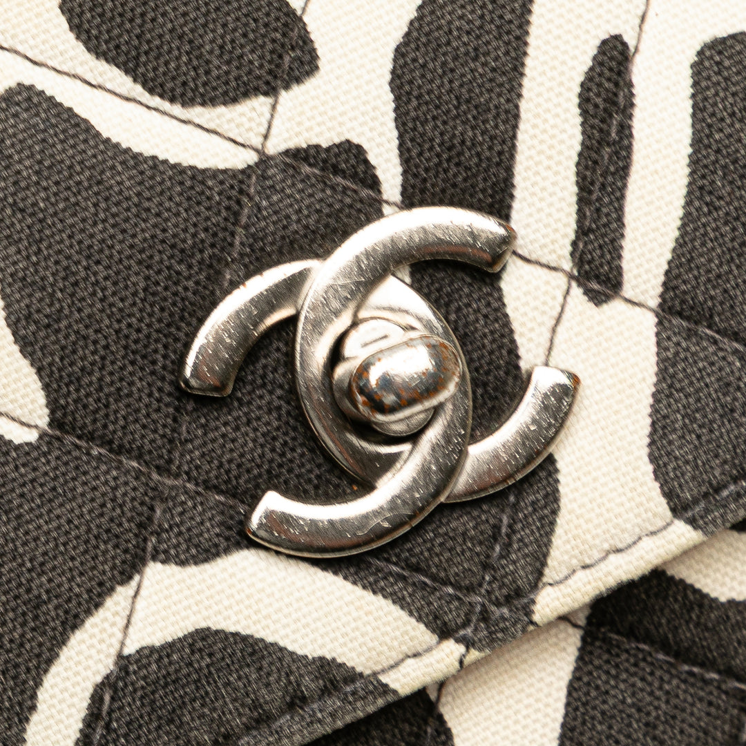 Medium CC Quilted Printed Canvas Single Flap Black - Gaby Paris