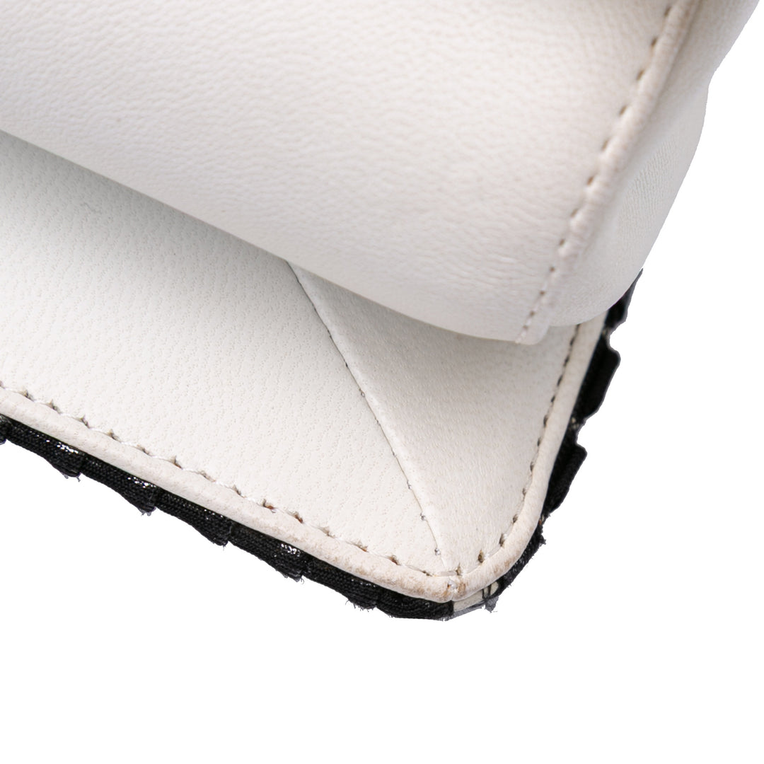 CC Bicolor Woven Lambskin Crystal Pearl Flap Black - Gaby Paris