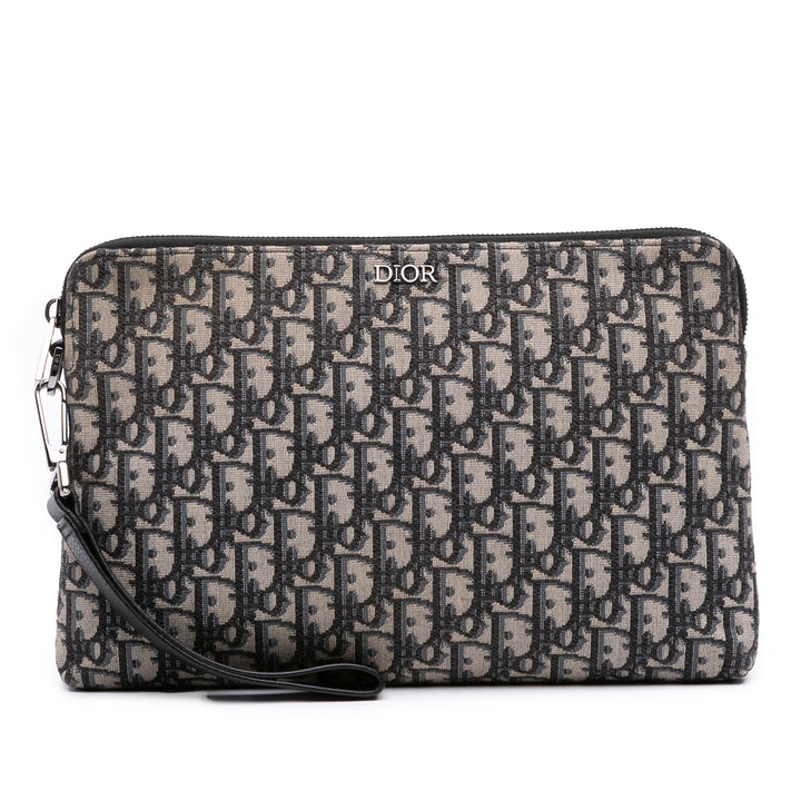 Dior Oblique Toile Pochette Bleu