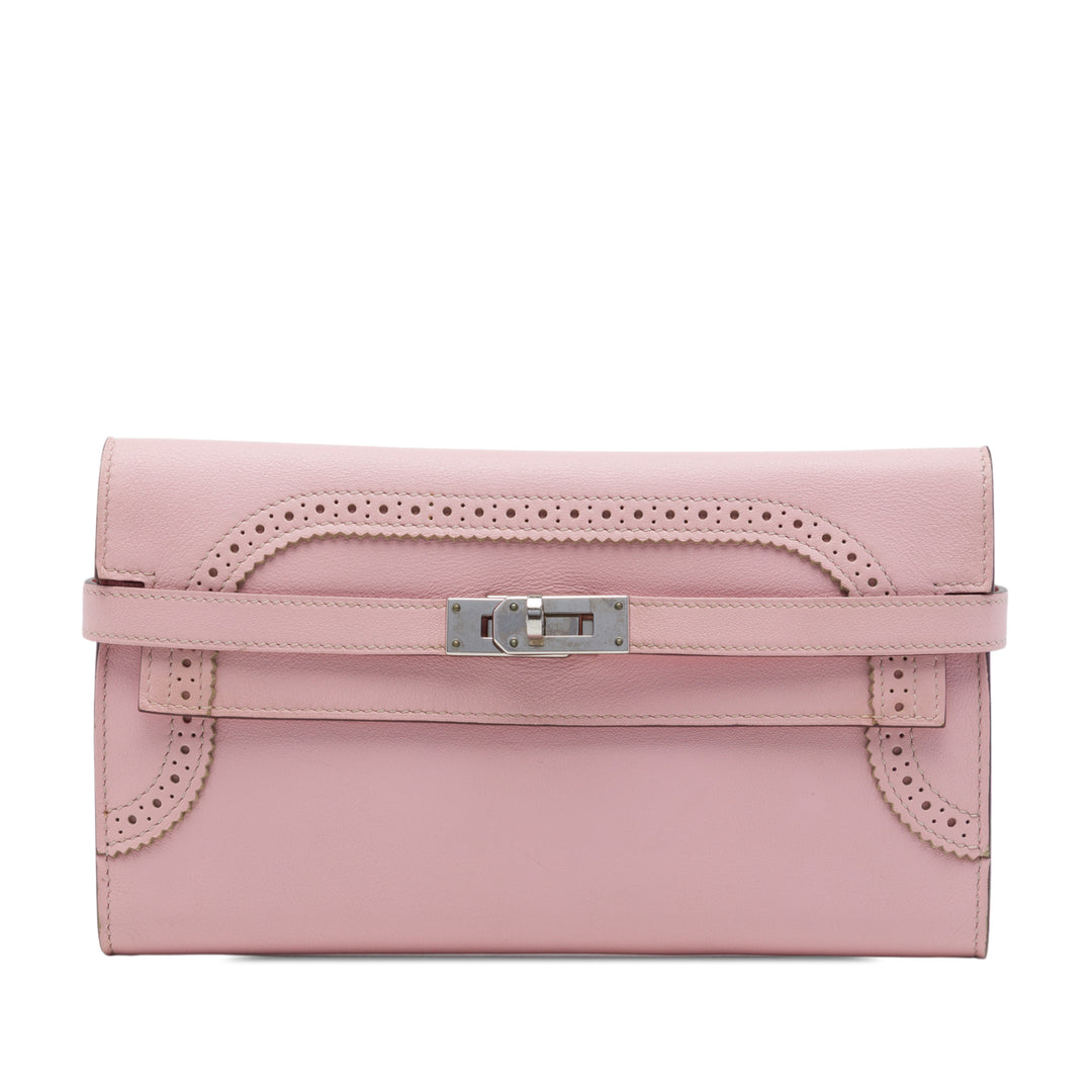 Hermès Ghillies Kelly Longue Portefeuille Swift Rose