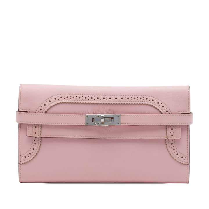 Hermès Ghillies Kelly Longue Portefeuille Swift Rose
