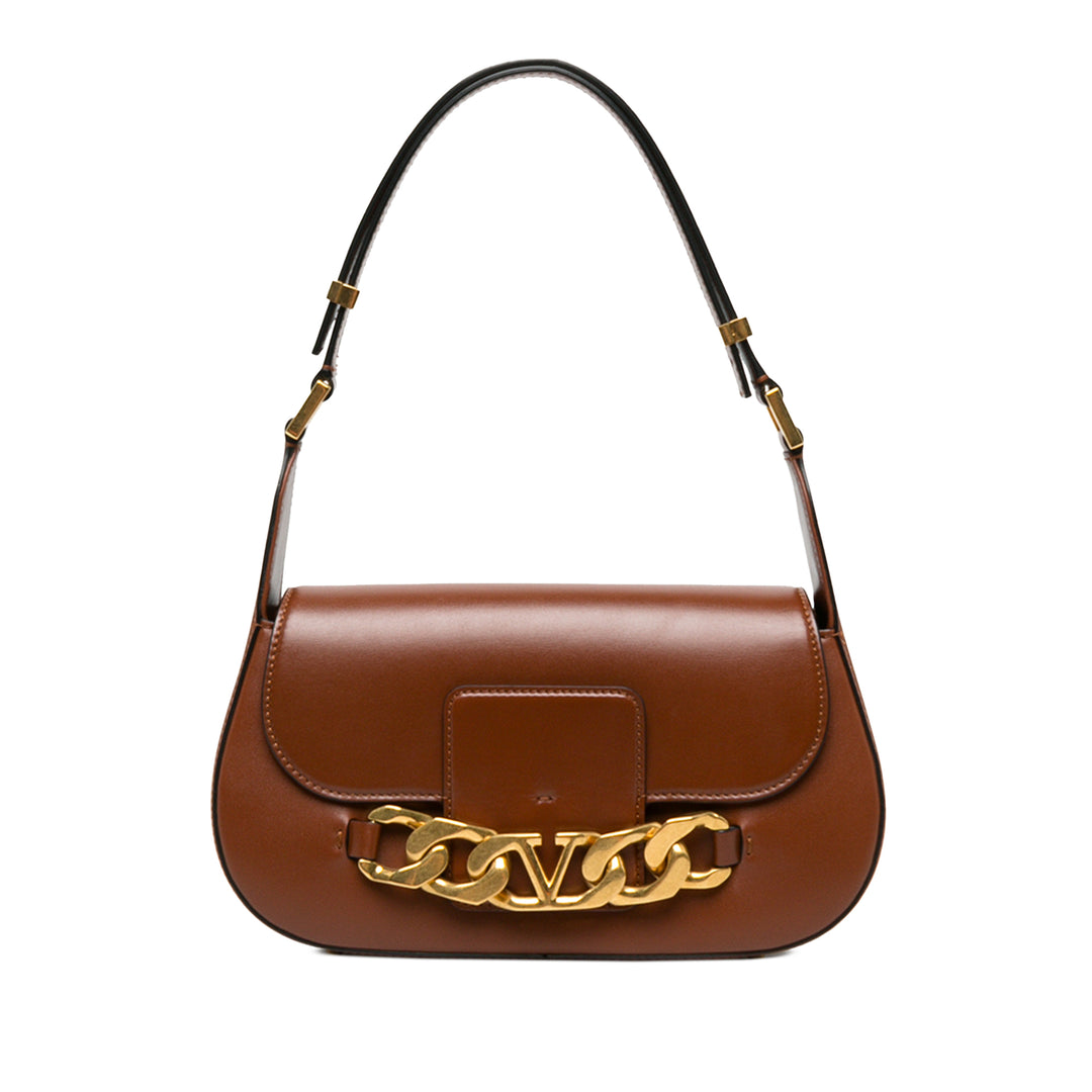 Valentino Sac porté épaule Vlogo Chaîne Moyen Marron – vue principale – GABY PARIS