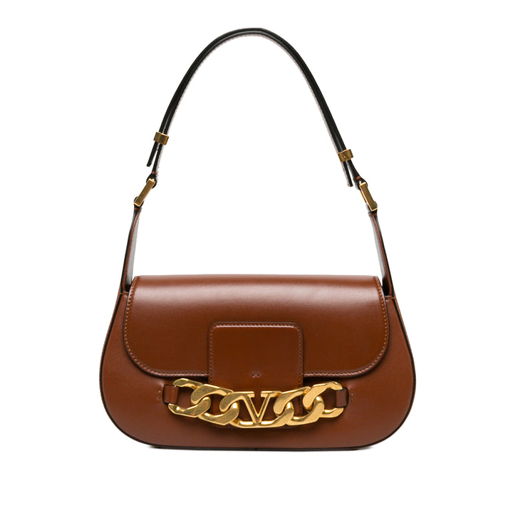 Valentino Sac porté épaule Vlogo Chaîne Moyen Marron – vue principale – GABY PARIS
