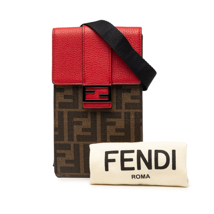 Fendi Zucca Coated Toile Phone Holder Sac porté croisé