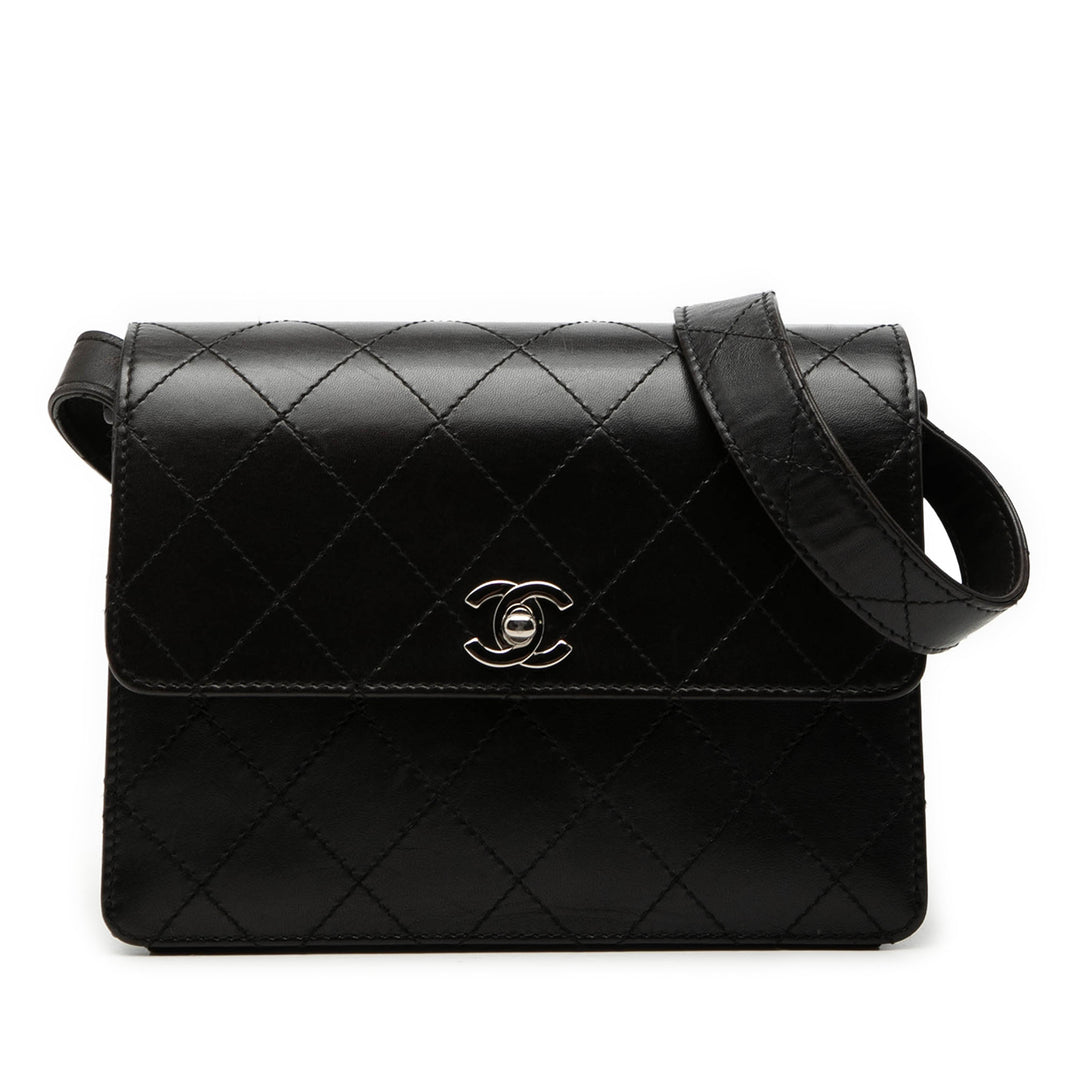 Chanel CC Matelassé à rabat Sac Cuir d'agneau