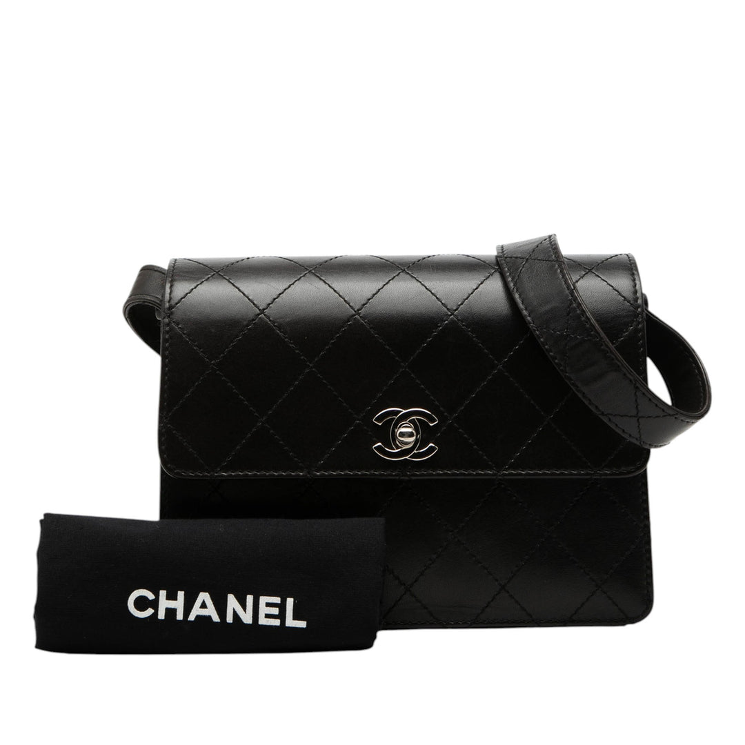 Chanel CC Matelassé à rabat Sac Cuir d'agneau