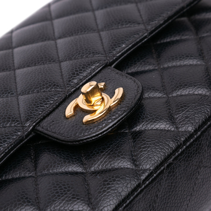 Medium Classic Caviar Double Flap Black - Gaby Paris