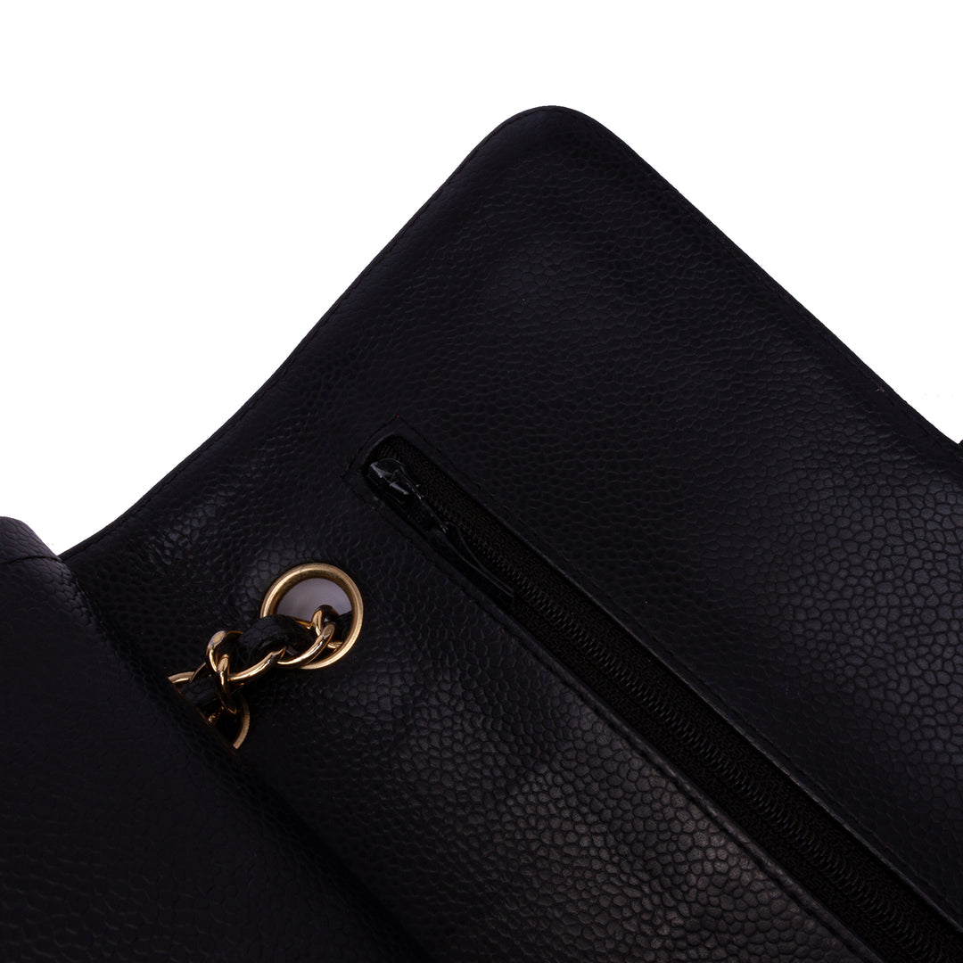 Medium Classic Caviar Double Flap Black - Gaby Paris