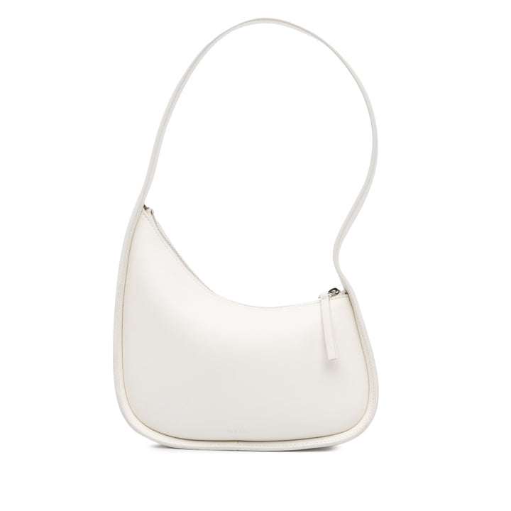 Calfskin Half Moon Shoulder Bag White - Gaby Paris