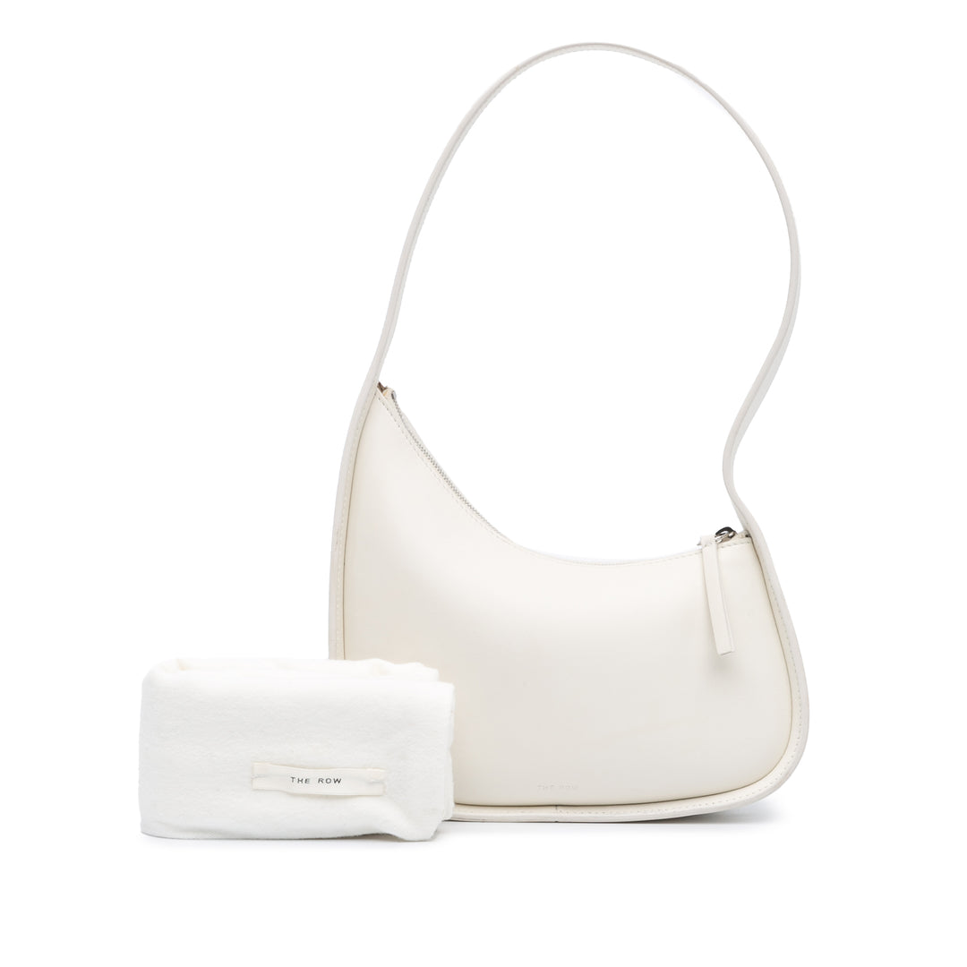 Calfskin Half Moon Shoulder Bag White - Gaby Paris