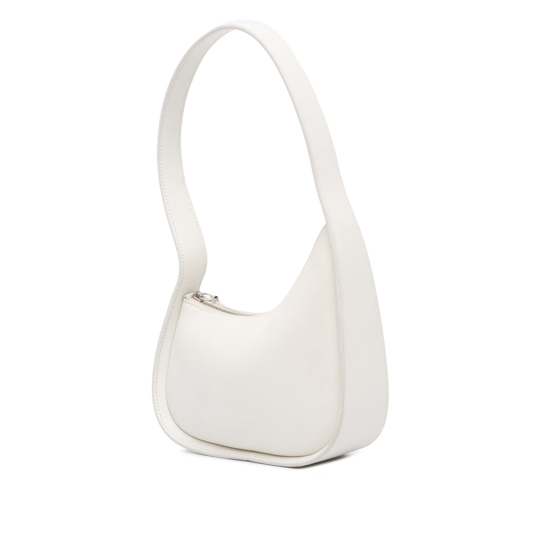 Calfskin Half Moon Shoulder Bag White - Gaby Paris