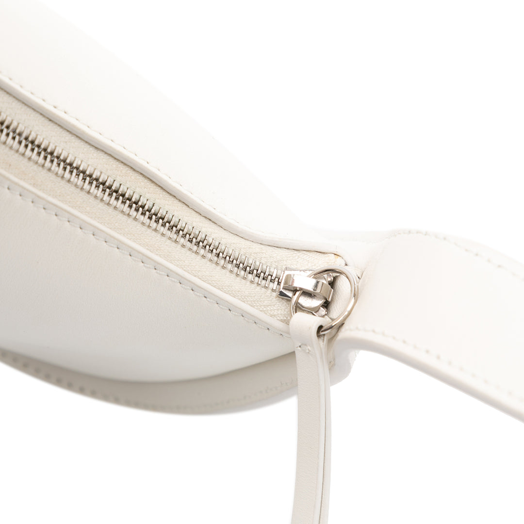 Calfskin Half Moon Shoulder Bag White - Gaby Paris