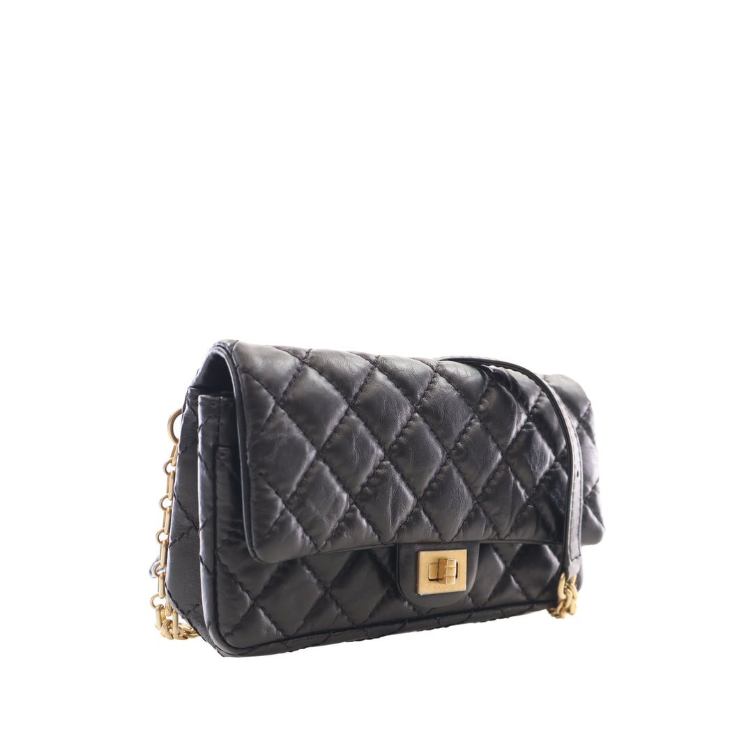 Chanel Ceinture Matelassé vieilli Reissue 2.55 à rabat Cuir de veau Noir – vue 12 – GABY PARIS