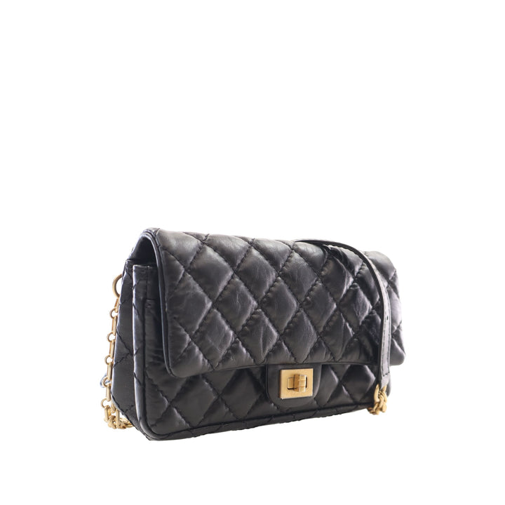Chanel Ceinture Matelassé vieilli Reissue 2.55 à rabat Cuir de veau Noir – vue 12 – GABY PARIS