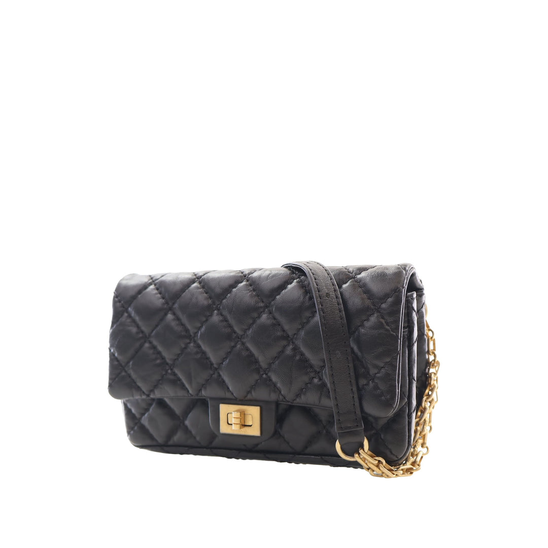 Chanel Ceinture Matelassé vieilli Reissue 2.55 à rabat Cuir de veau Noir – vue 13 – GABY PARIS