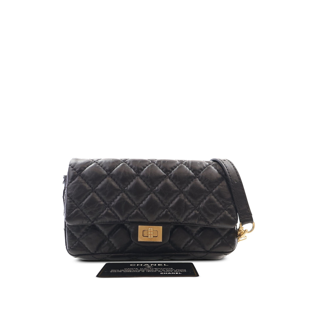 Chanel Ceinture Matelassé vieilli Reissue 2.55 à rabat Cuir de veau Noir – vue 6 – GABY PARIS
