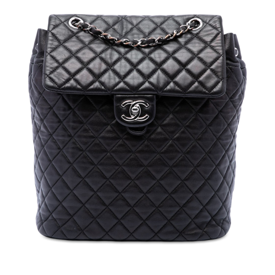 Chanel Matelassé Urban Spirit Sac à dos Grand Cuir d'agneau Noir