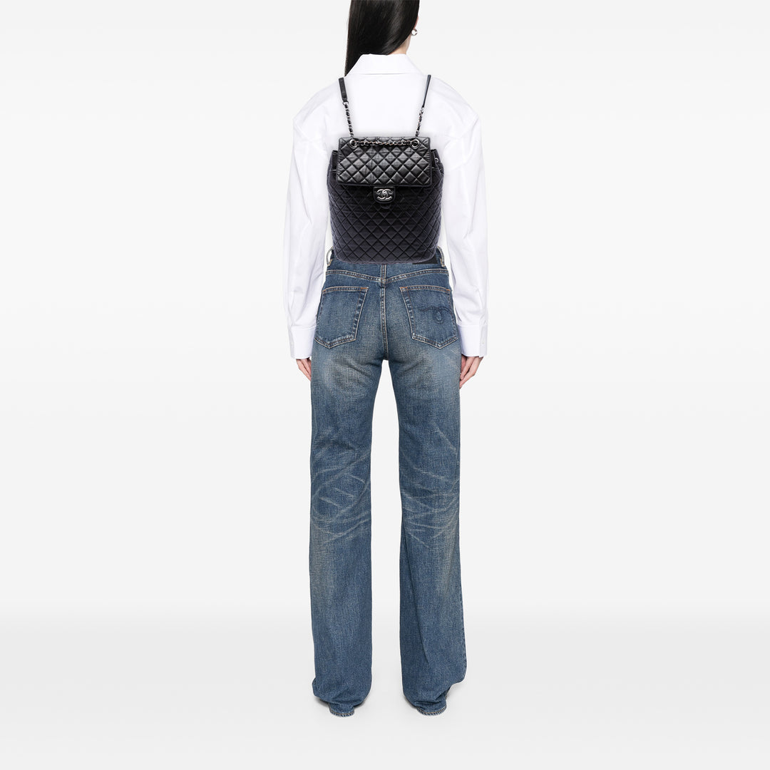 Chanel Matelassé Urban Spirit Sac à dos Grand Cuir d'agneau Noir