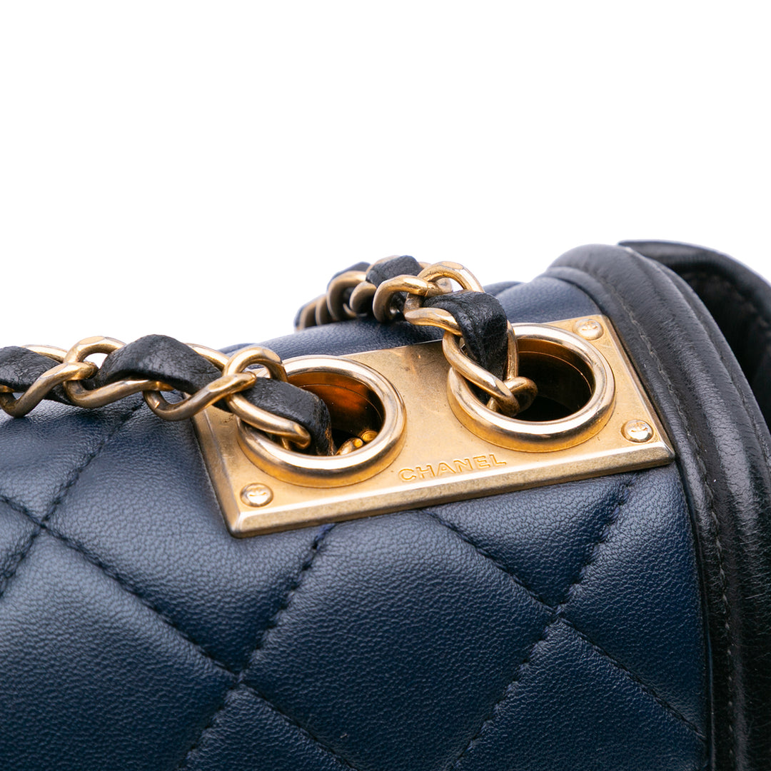 Medium Bicolor Quilted Lambskin Elegant CC Flap Blue - Gaby Paris