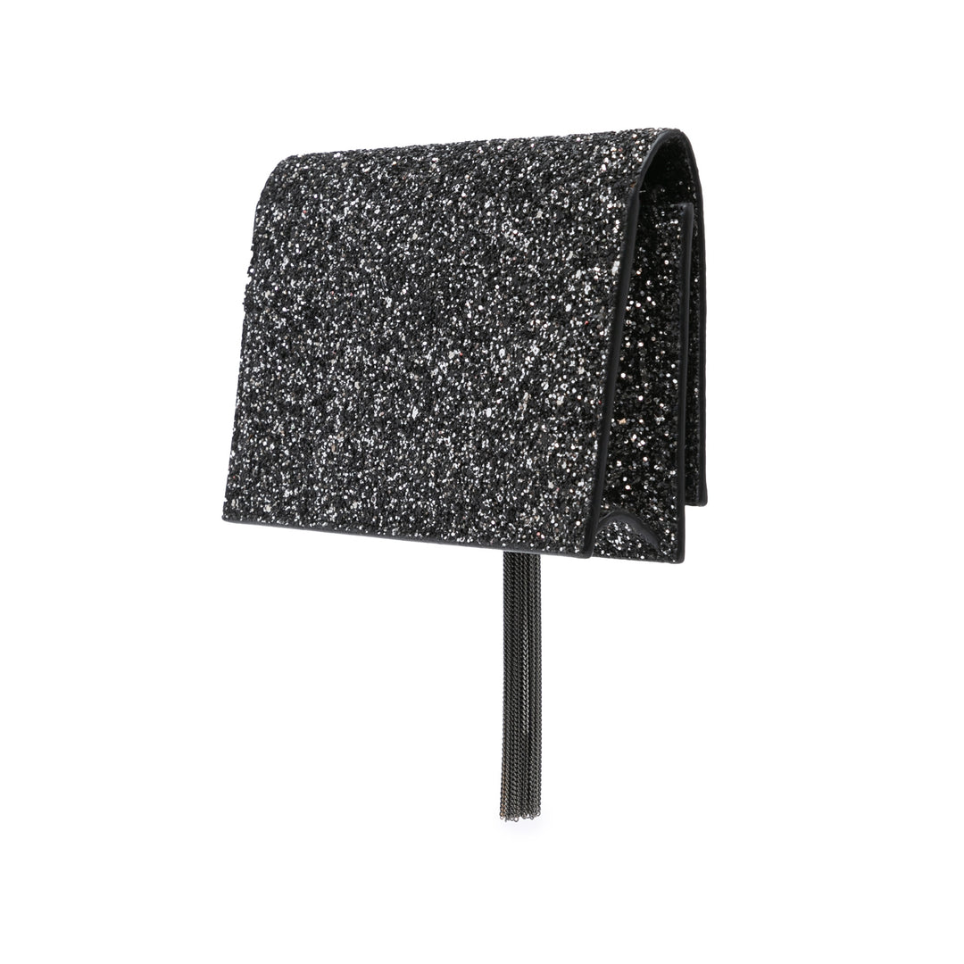 Saint Laurent Metallic Glitter Monogram Kate Tassel Chain Wallet