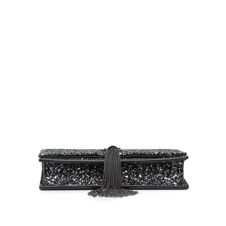 Saint Laurent Metallic Glitter Monogram Kate Tassel Chain Wallet