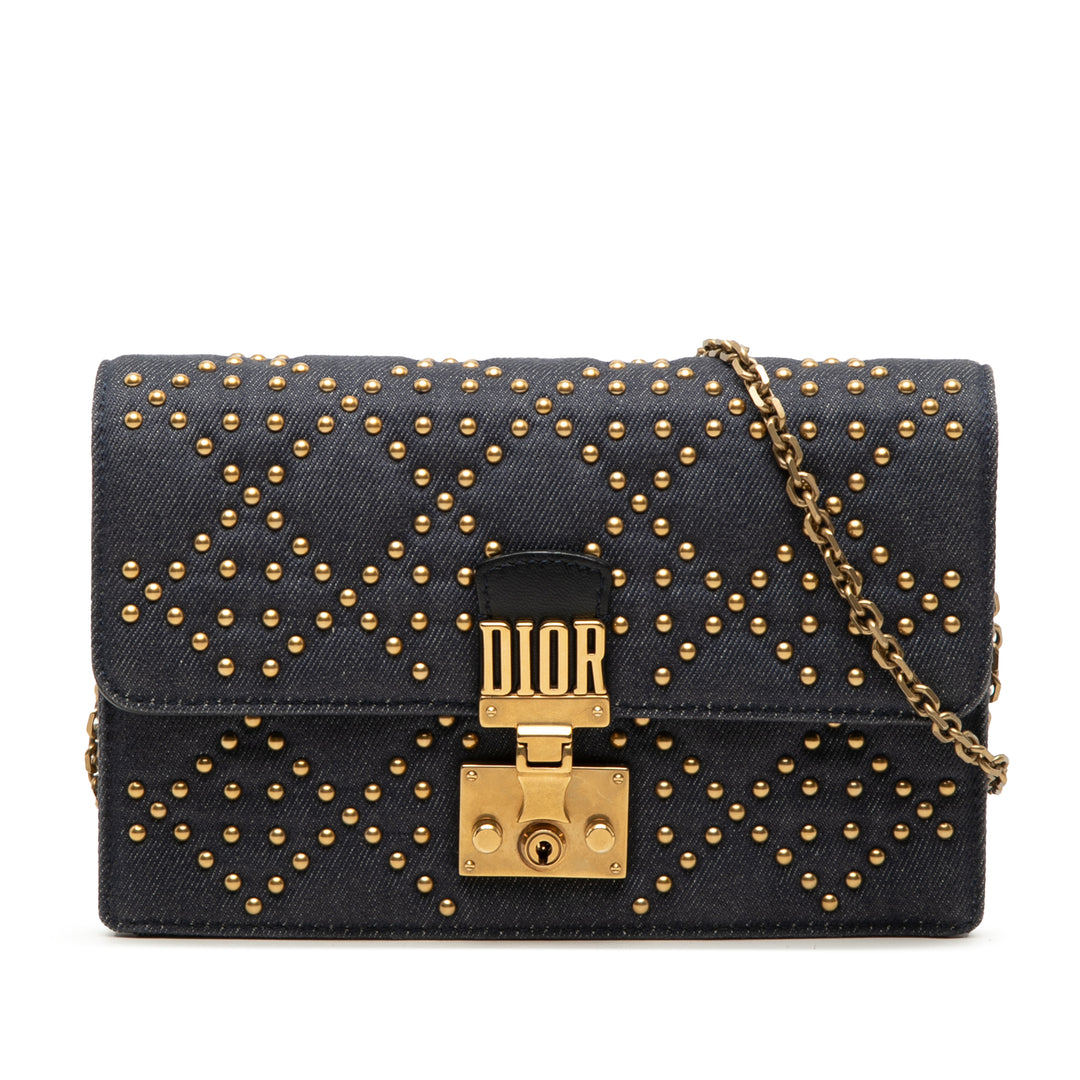 Dior Jean Cannage clouté DiorAddict Wallet on Chain
