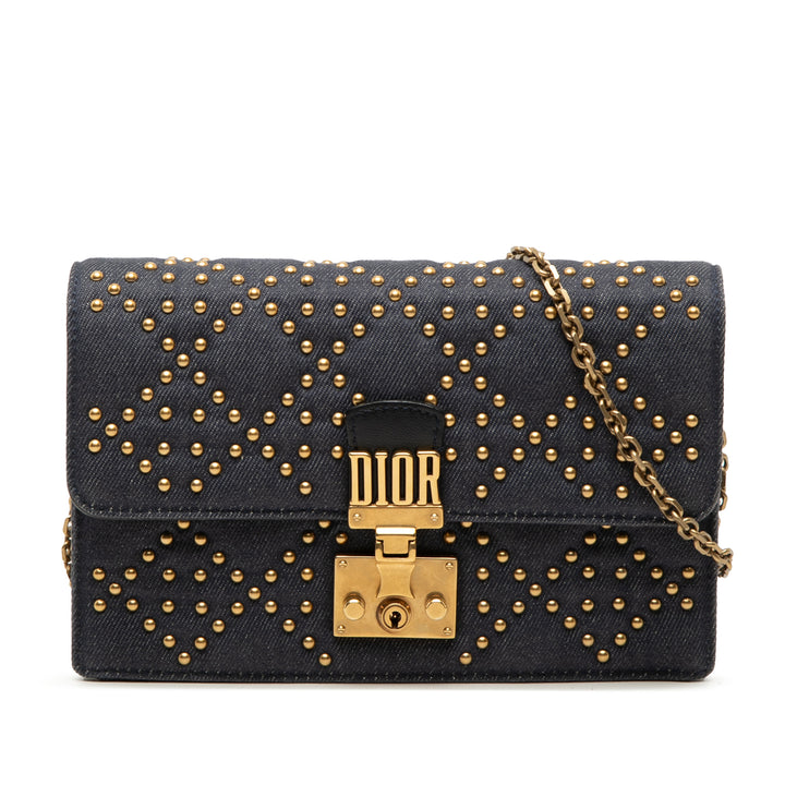 Dior Jean Cannage clouté DiorAddict Wallet on Chain