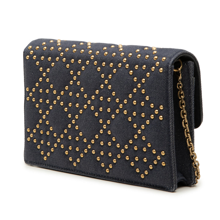 Dior Jean Cannage clouté DiorAddict Wallet on Chain