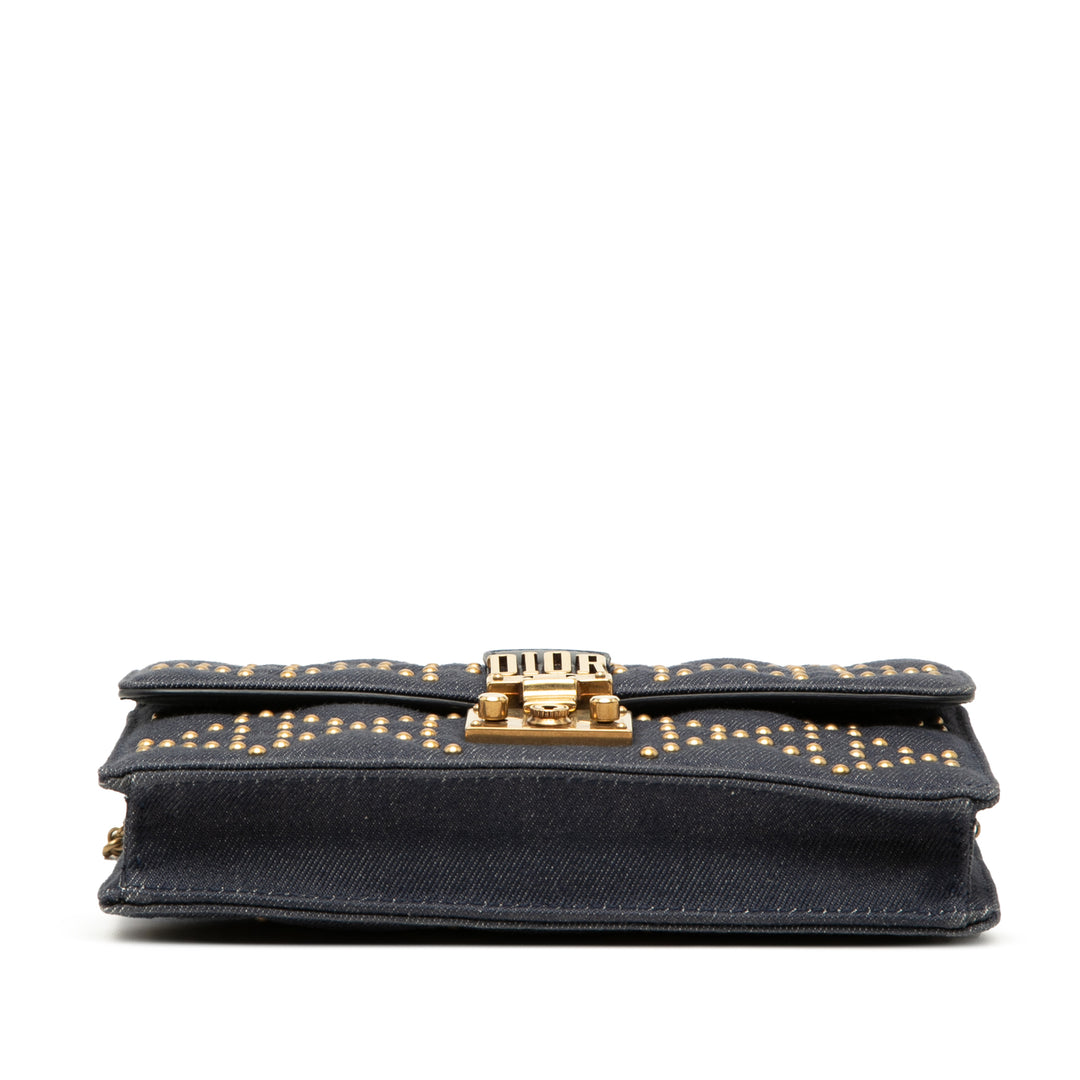 Dior Jean Cannage clouté DiorAddict Wallet on Chain
