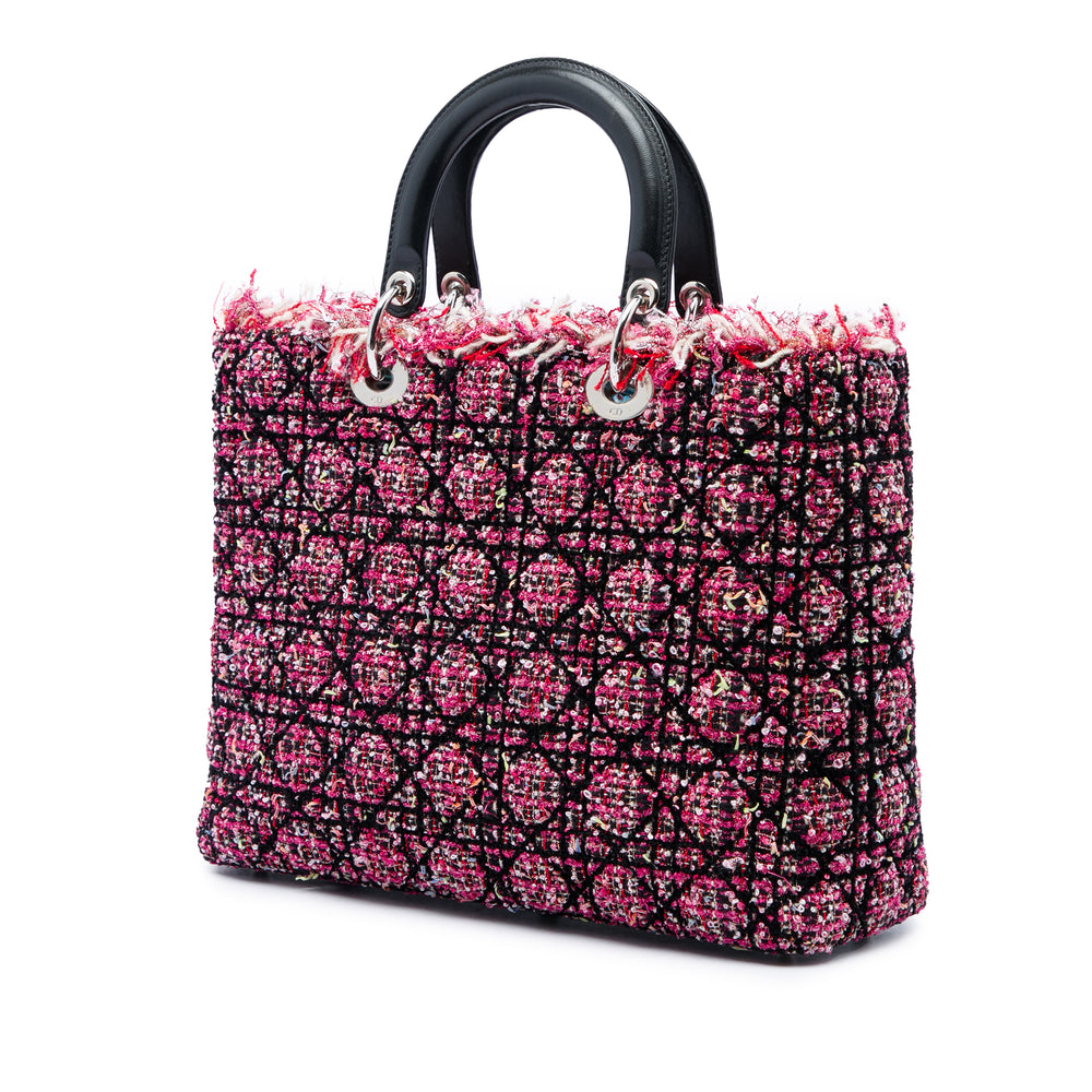 Dior Lady Dior Cannage Fringe Grand Tweed Rose – vue 2 – GABY PARIS
